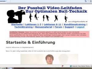 "Perfekte Fussballtechnik" Online-Kurs von Max Beckert (erfolgsfussballer.de). Einstiegsseite mit Einführungs-Video 